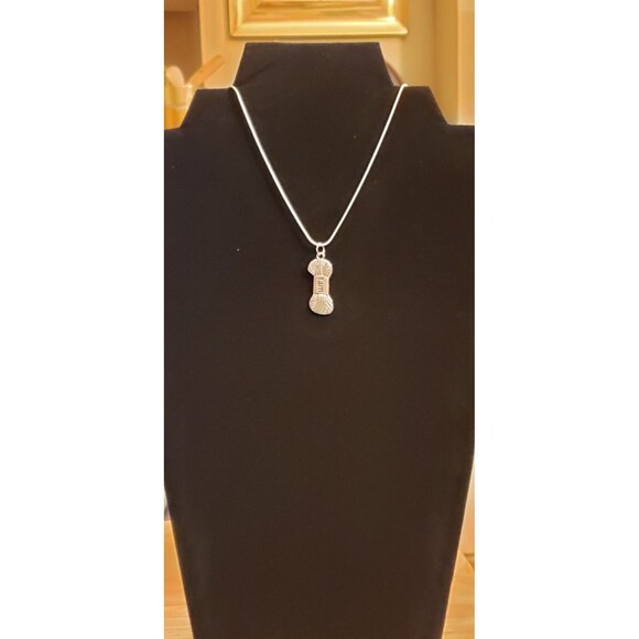 NEW YARN silver tone pendant on 30" sterling silver snake chain - Picture 3 of 3